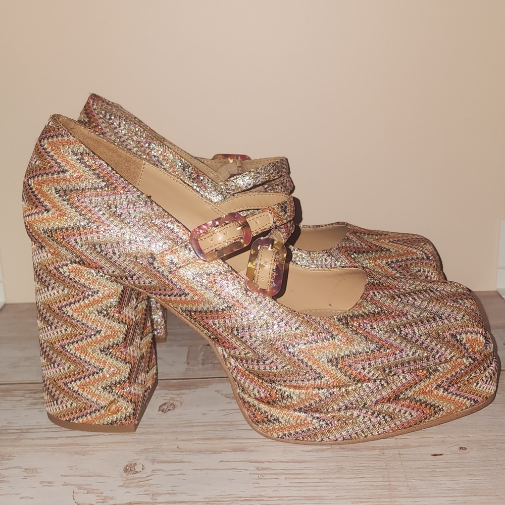 Circus by Sam Edelman Multicolor Zigzag Platform Mary Janes